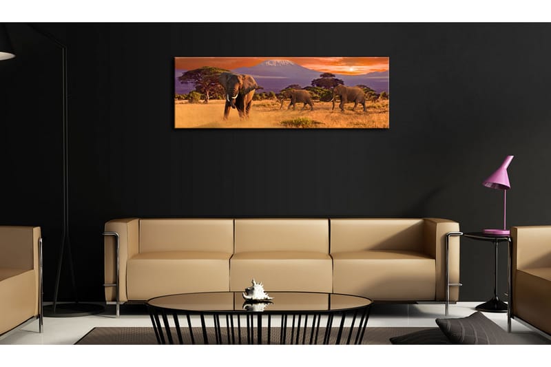 Bilde March Of African Elephants 135x45 - Artgeist sp. z o. o. - Lerretsbilder