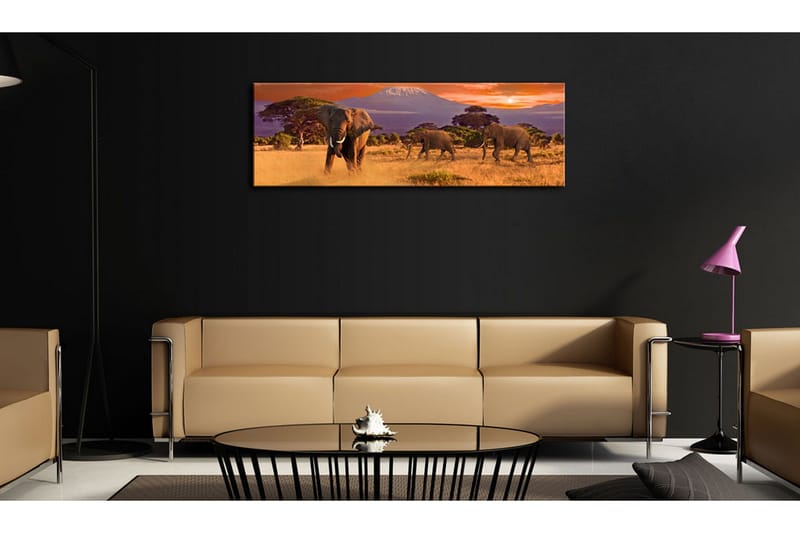 Bilde March Of African Elephants 135x45 - Artgeist sp. z o. o. - Innredning - Bilder & kunst - Lerretsbilder