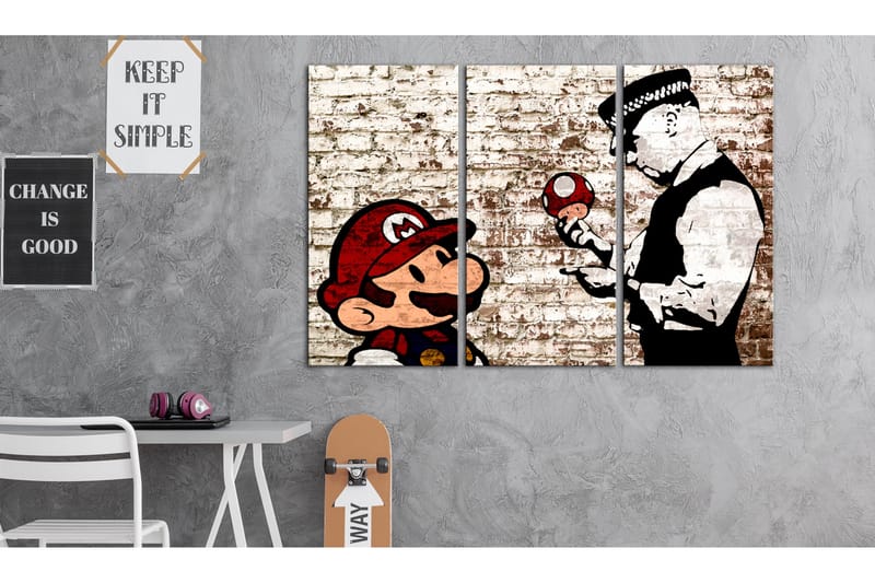 Bilde Mario Bros Torn Wall 90x60 - Artgeist sp. z o. o. - Innredning - Bilder & kunst - Lerretsbilder