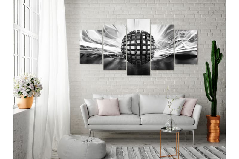 Bilde Metal Ball 5 Parts Wide Black And White 200x100 - Artgeist sp. z o. o. - Innredning - Bilder & kunst - Lerretsbilder