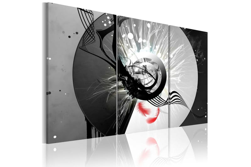 Bilde Metal circle & red feathers 90x60, Artgeist sp. z o. o.