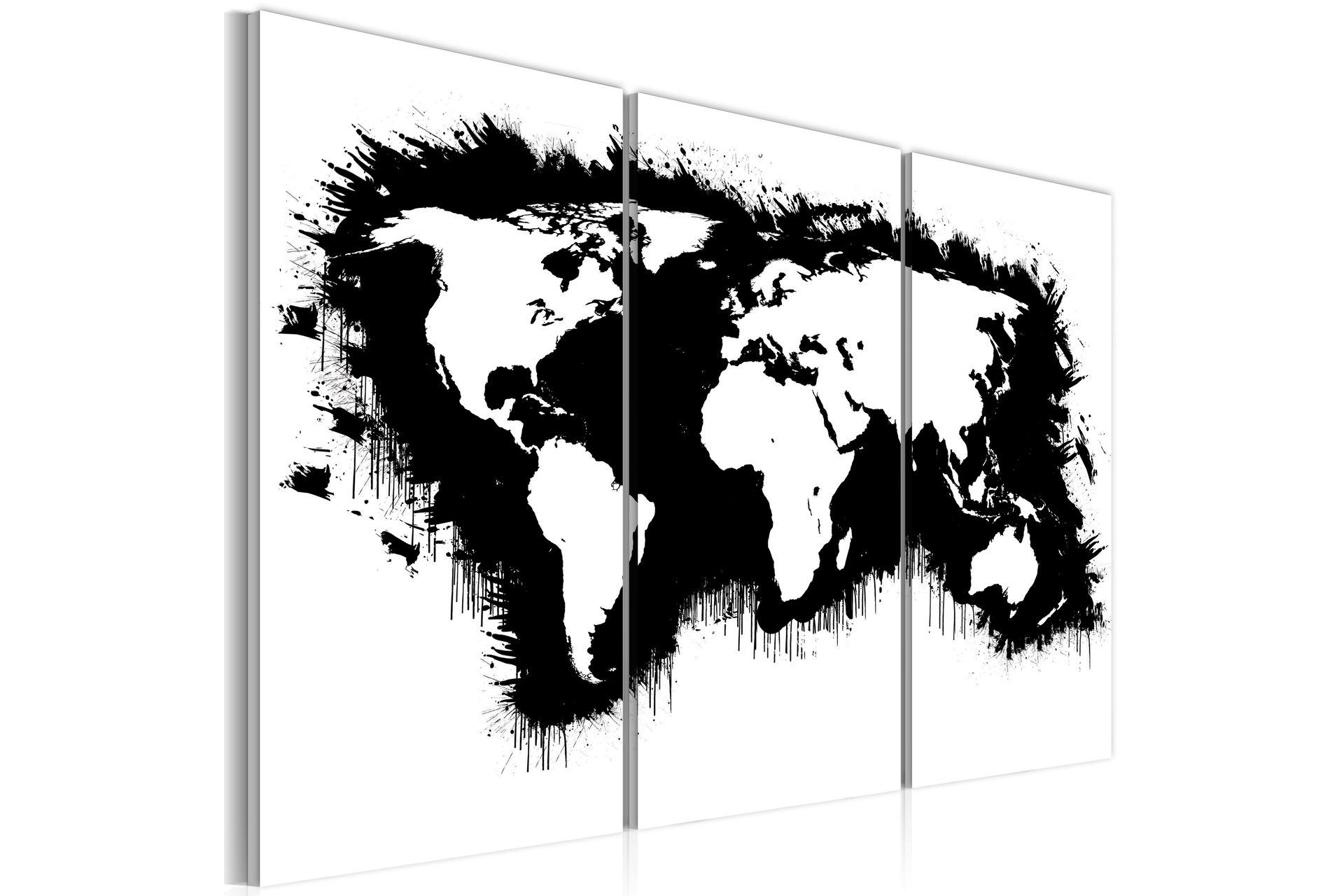 Bilde Monochromatic Verdenskart Triptyken 120x80 - Artgeist sp. z o. o. - Innredning - Bilder & kunst - Lerretsbilder