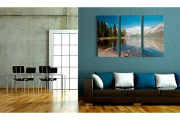 Bilde Mountains Trees And Pure Lake 120x80 - Artgeist sp. z o. o. - Innredning - Bilder & kunst - Lerretsbilder