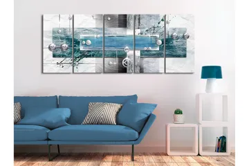Bilde Mysterious Mechanism 5 Parts Narrow Blue 200x80 - Artgeist sp. z o. o. - Innredning - Bilder & kunst - Lerretsbilder