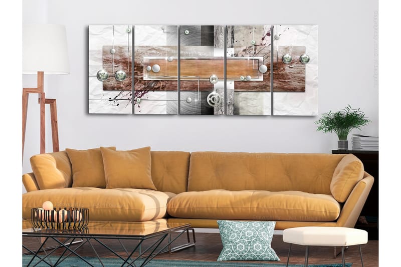 Bilde Mysterious Mechanism 5 Parts Narrow Brown 200x80 - Artgeist sp. z o. o. - Innredning - Bilder & kunst - Lerretsbilder