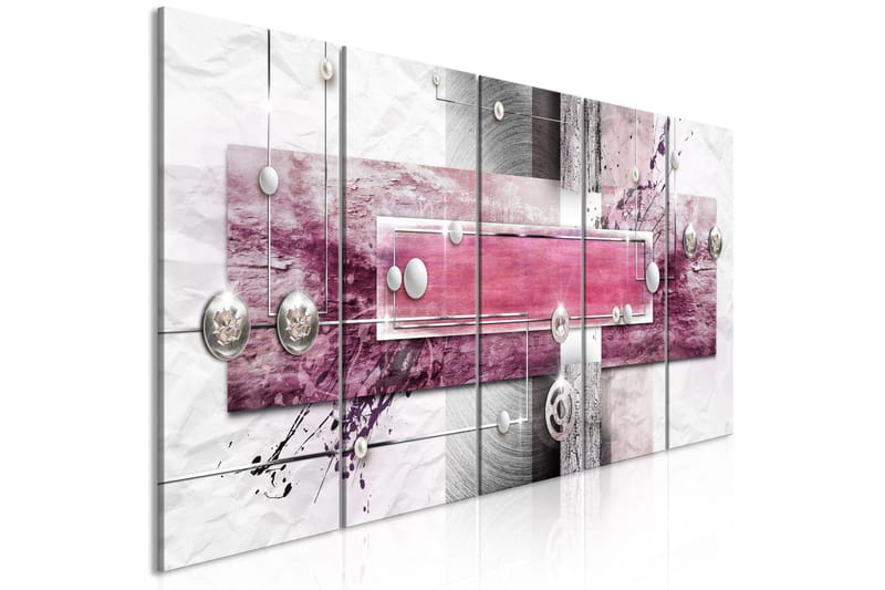 Bilde Mysterious Mechanism 5 Parts Narrow Pink 225x90 - Artgeist sp. z o. o. - Innredning - Bilder & kunst - Lerretsbilder
