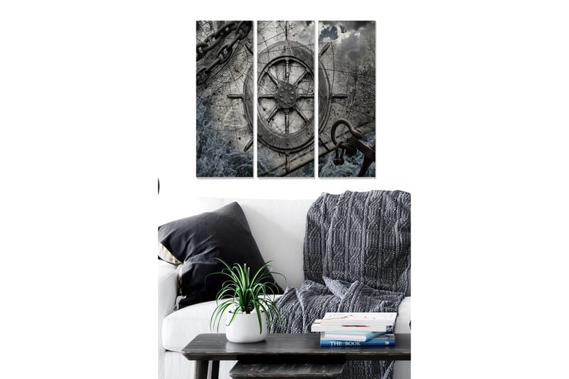 Bilde Nautical 3-pk Flerfarget - 22x05 cm - Innredning - Bilder & kunst - Lerretsbilder