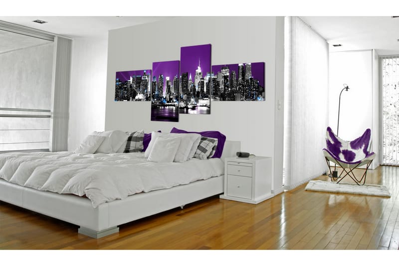 Bilde New York On A Violet Background 200x90 - Artgeist sp. z o. o. - Lerretsbilder