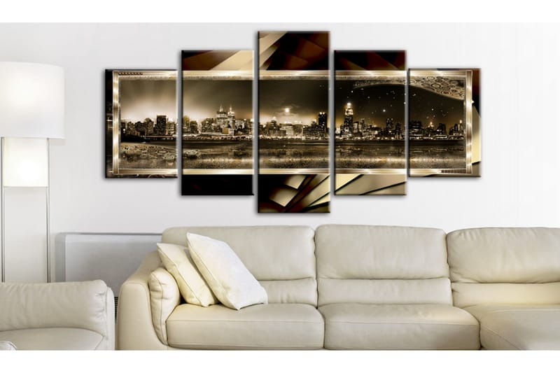 Bilde New York Starry Night Sepia 100x50 - Artgeist sp. z o. o. - Innredning - Bilder & kunst - Lerretsbilder