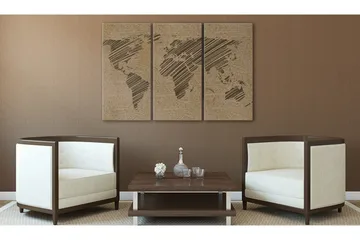 Bilde Notater Fra World Triptych 120x80 - Artgeist sp. z o. o. - Innredning - Bilder & kunst - Lerretsbilder