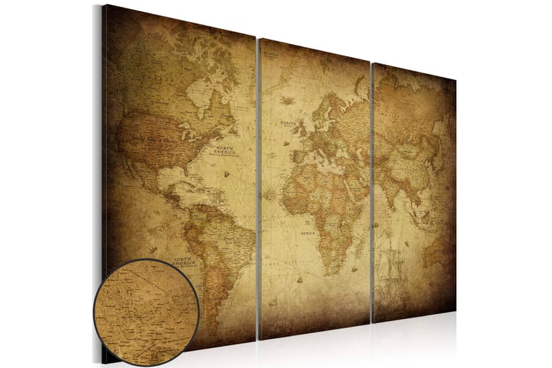 Bilde Old Map Triptych 120x80 - Artgeist sp. z o. o. - Innredning - Bilder & kunst - Lerretsbilder