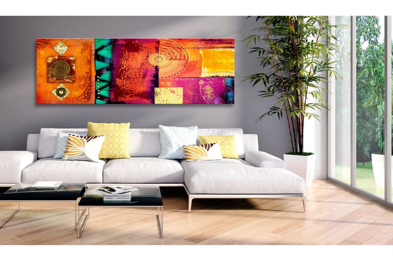 Bilde Orange Abstraction 135x45 - Artgeist sp. z o. o. - Innredning - Bilder & kunst - Lerretsbilder