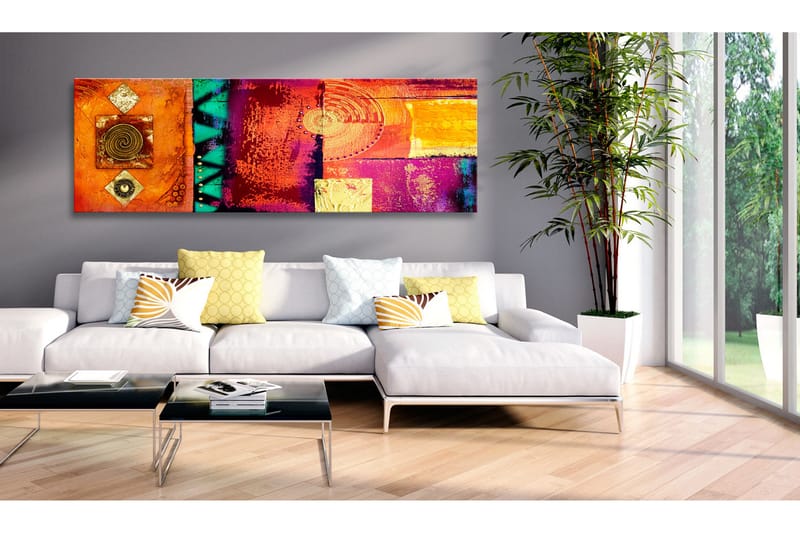 Bilde Orange Abstraction 135x45 - Artgeist sp. z o. o. - Innredning - Bilder & kunst - Lerretsbilder