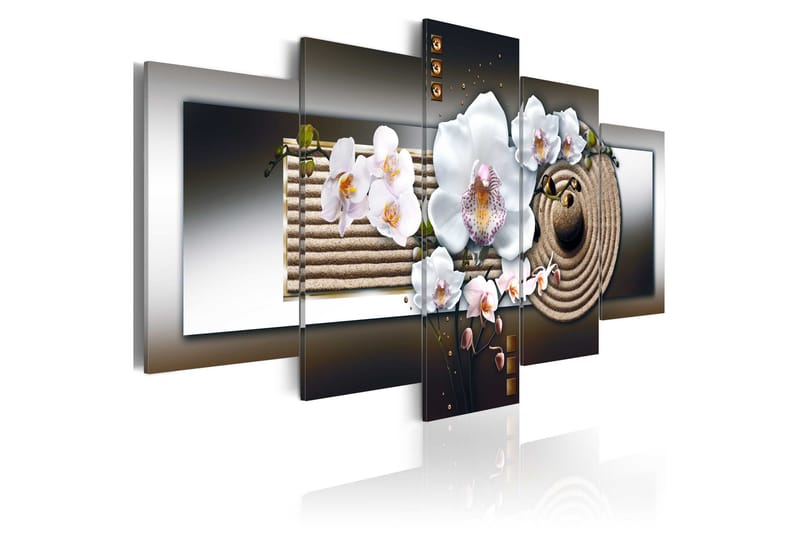 Bilde Orchid And Zen Garden Brown 200x100 - Artgeist sp. z o. o. - Innredning - Bilder & kunst - Lerretsbilder