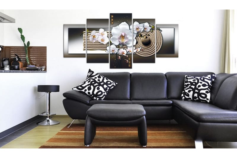 Bilde Orchid And Zen Garden Brown 200x100 - Artgeist sp. z o. o. - Innredning - Bilder & kunst - Lerretsbilder