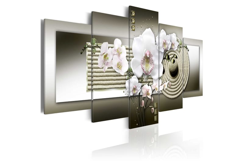 Bilde Orchid And Zen Garden In Grey 200x100, Artgeist sp. z o. o.