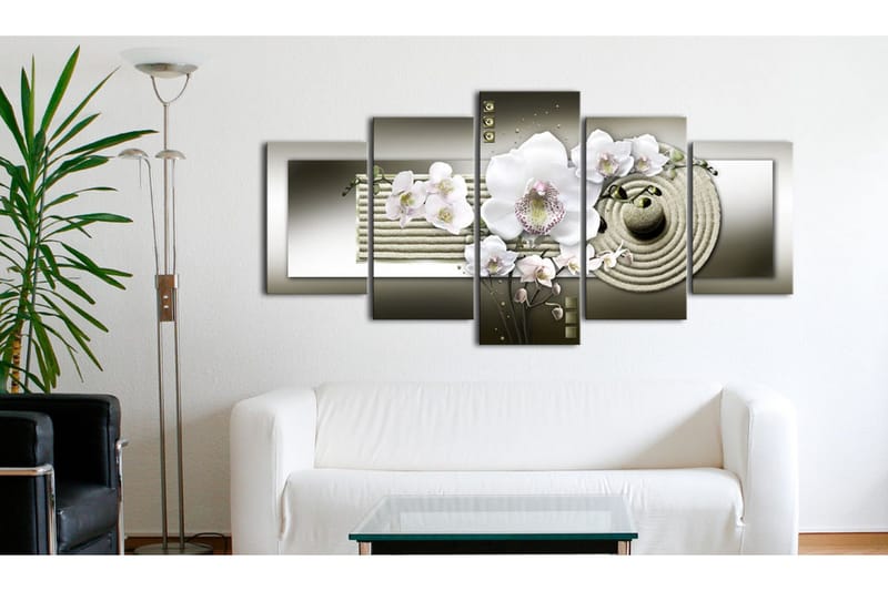 Bilde Orchid And Zen Garden In Grey 200x100 - Artgeist sp. z o. o. - Innredning - Bilder & kunst - Lerretsbilder