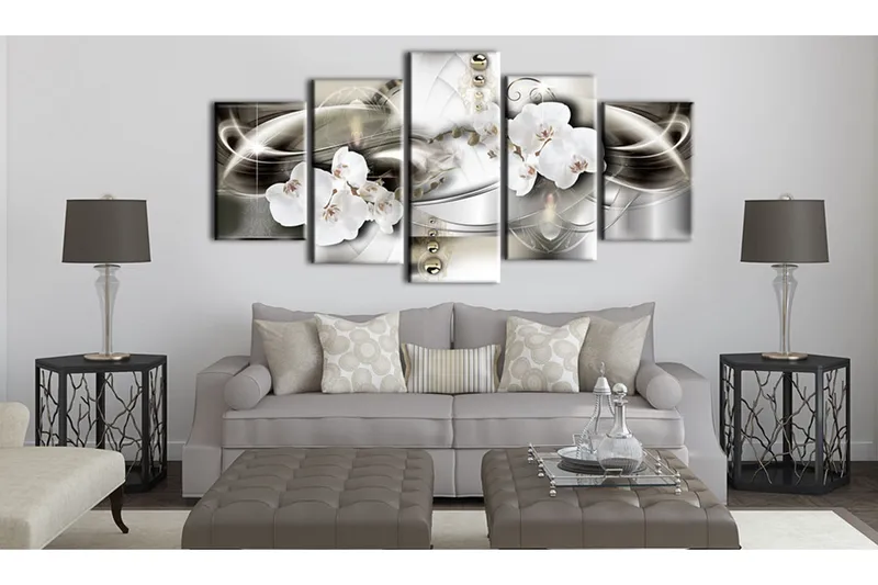 Bilde Orchids Among The Waves Of Gold 200x100 - Artgeist sp. z o. o. - Innredning - Bilder & kunst - Lerretsbilder