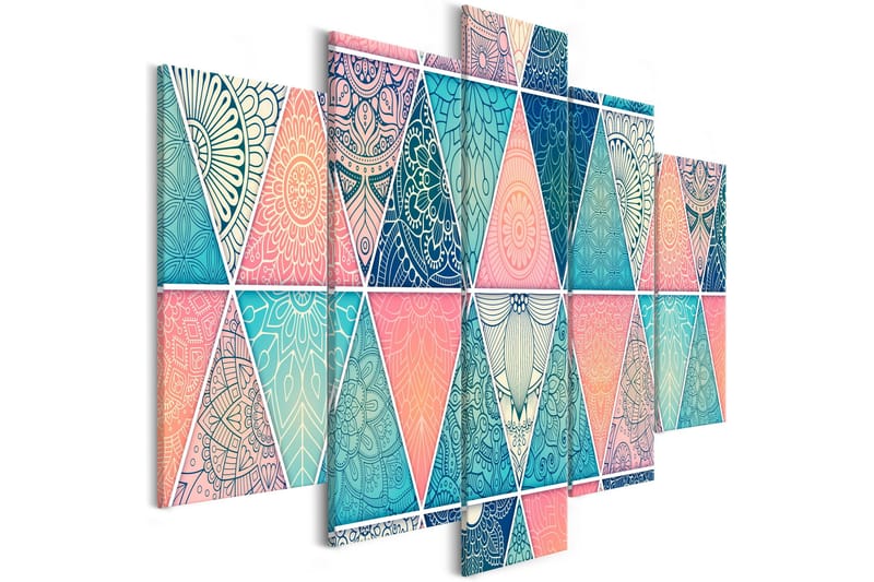 Bilde Oriental Triangles 5 Parts Wide 200x100 - Artgeist sp. z o. o. - Innredning - Bilder & kunst - Lerretsbilder