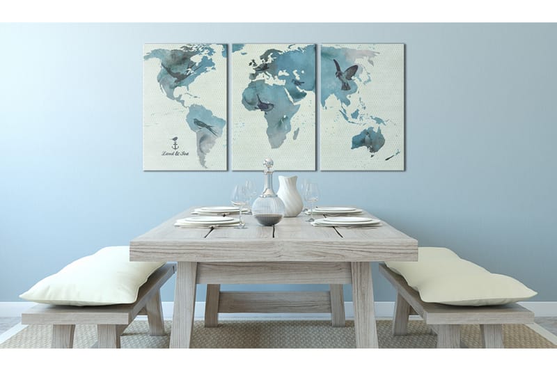Bilde Ornitologisk Verdenskart 60x30 - Artgeist sp. z o. o. - Innredning - Bilder & kunst - Lerretsbilder