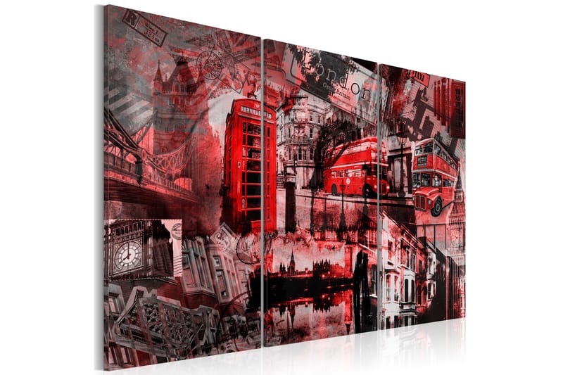 Bilde Rød London 120x80 - Artgeist sp. z o. o. - Innredning - Bilder & kunst - Lerretsbilder