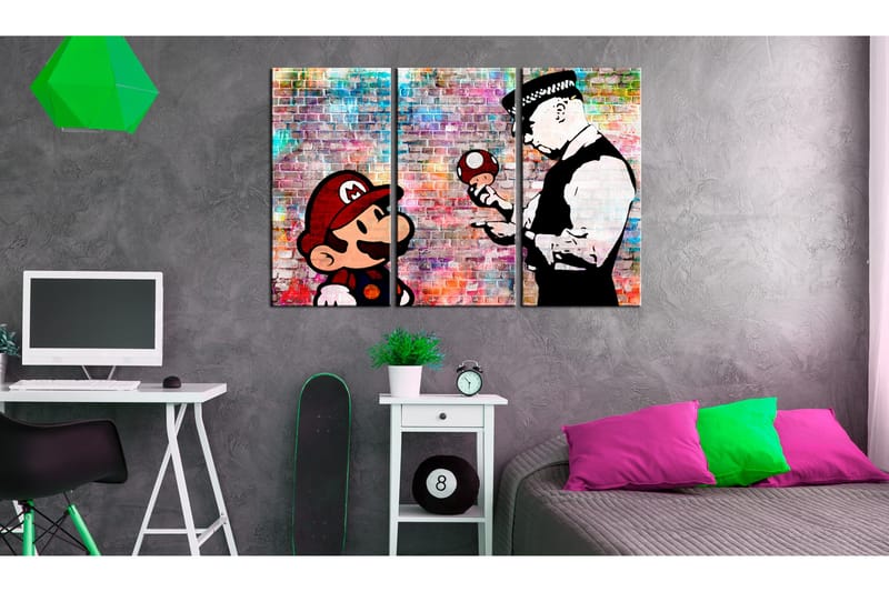 Bilde Rainbow Brick Banksy 120x80 - Artgeist sp. z o. o. - Innredning - Bilder & kunst - Lerretsbilder