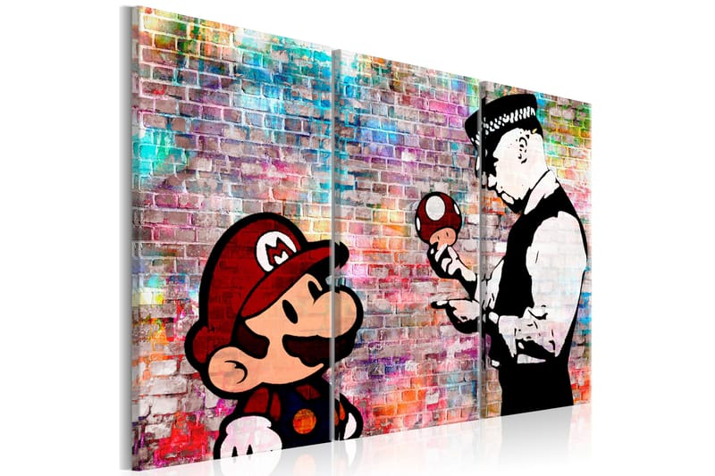 Bilde Rainbow Brick Banksy 120x80 - Artgeist sp. z o. o. - Innredning - Bilder & kunst - Lerretsbilder
