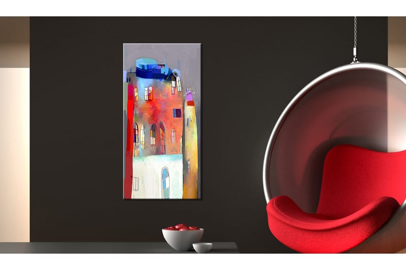 Bilde Rainbow-Hued House 40x80 - Artgeist sp. z o. o. - Innredning - Bilder & kunst - Lerretsbilder