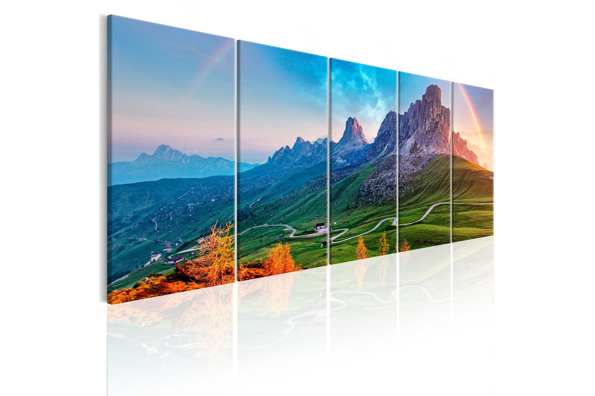 Bilde Rainbow In The Alps 225x90 - Artgeist sp. z o. o. - Innredning - Bilder & kunst - Lerretsbilder