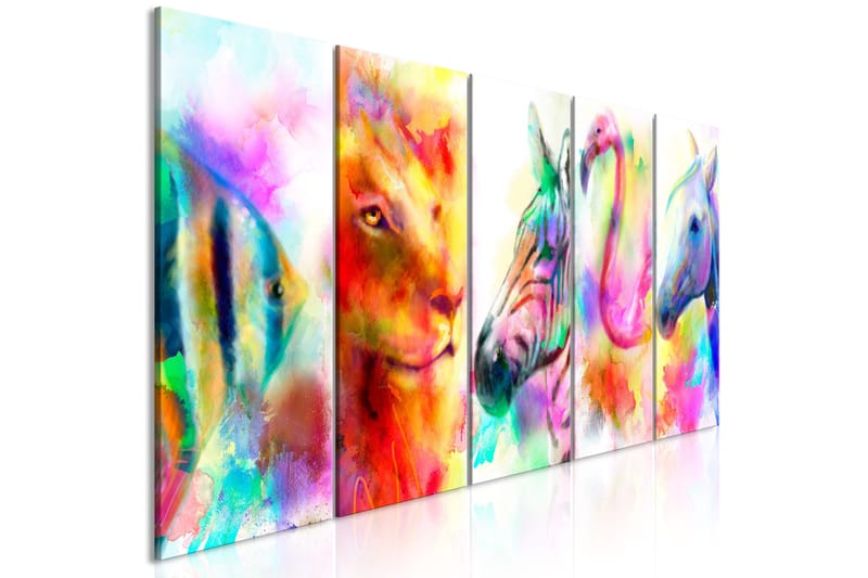 Bilde Rainbow Watercolours 5 Parts Narrow 225x90 - Artgeist sp. z o. o. - Innredning - Bilder & kunst - Lerretsbilder