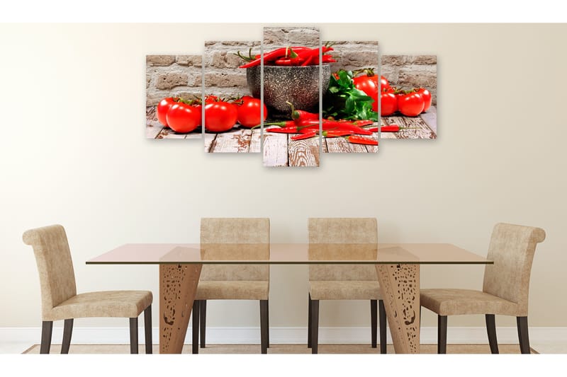 Bilde Red Vegetables 5 Parts Brick Wide 100x50 - Artgeist sp. z o. o. - Innredning - Bilder & kunst - Lerretsbilder
