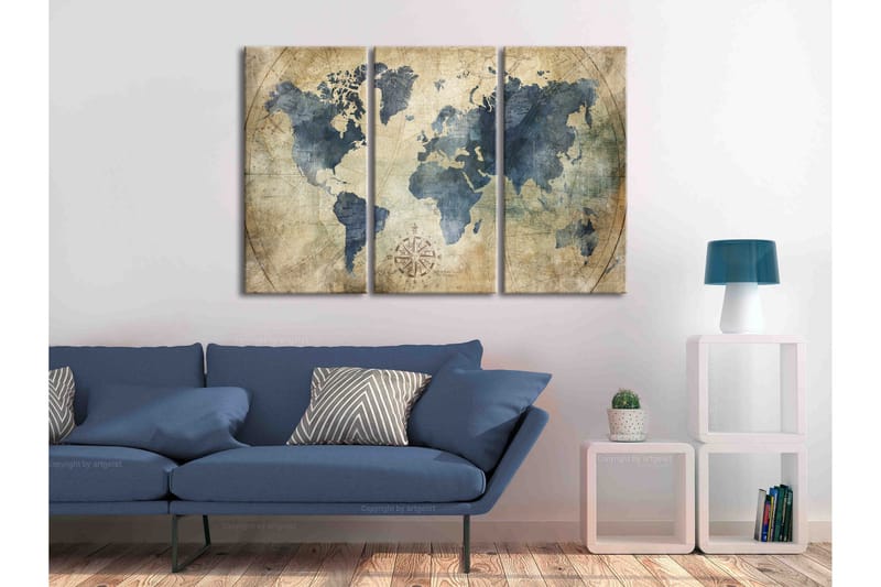Bilde Retro Map 3 Parts 120x80 - Artgeist sp. z o. o. - Innredning - Bilder & kunst - Lerretsbilder