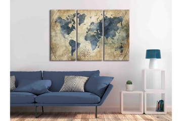 Bilde Retro Map 3 Parts 120x80 - Artgeist sp. z o. o. - Innredning - Bilder & kunst - Lerretsbilder