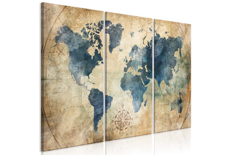 Bilde Retro Map 3 Parts 120x80 - Artgeist sp. z o. o. - Innredning - Bilder & kunst - Lerretsbilder