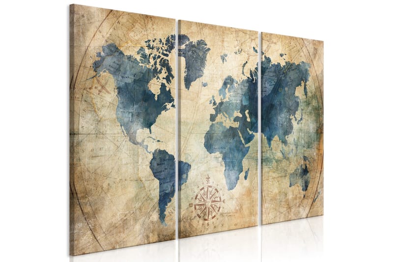Bilde Retro Map 3 Parts 120x80 - Artgeist sp. z o. o. - Innredning - Bilder & kunst - Lerretsbilder