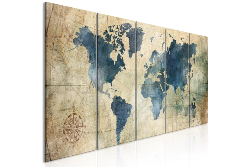 Bilde Retro Map 5 Parts Narrow 225x90, Artgeist sp. z o. o.