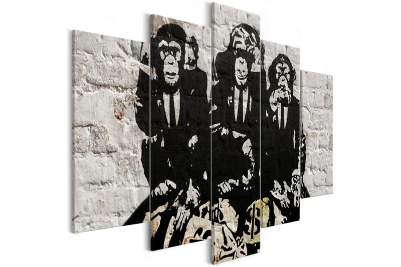Bilde Rich Monkeys 5 Parts Wide 100x50 - Artgeist sp. z o. o. - Lerretsbilder