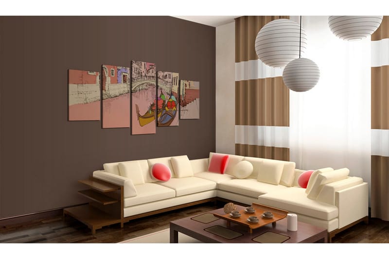 Bilde Romantic Gondolas 5 Pieces 100x50 - Artgeist sp. z o. o. - Innredning - Bilder & kunst - Lerretsbilder