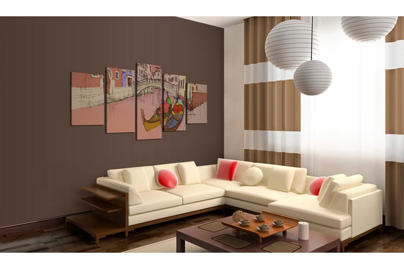 Bilde Romantic Gondolas 5 Pieces 200x100 - Artgeist sp. z o. o. - Innredning - Bilder & kunst - Lerretsbilder