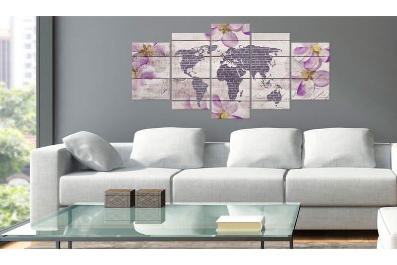 Bilde Romantic World Map 100x50 - Artgeist sp. z o. o. - Innredning - Bilder & kunst - Lerretsbilder