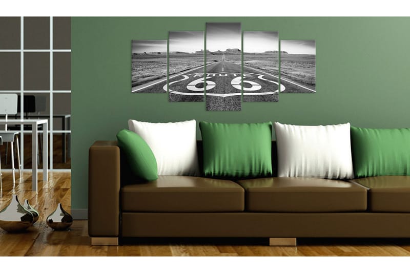 Bilde Route 66 Black And White 200x100 - Artgeist sp. z o. o. - Innredning - Bilder & kunst - Lerretsbilder