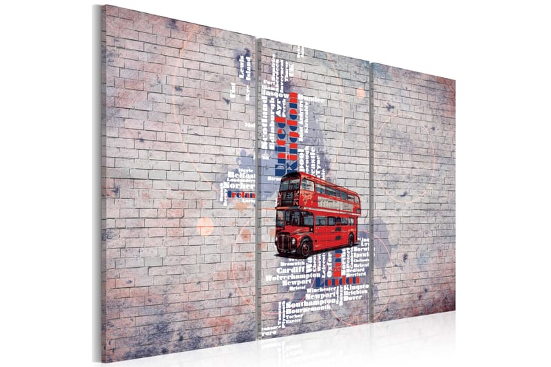 Bilde Rundt Storbritannia Av Routemaster Triptyk 120x80 - Artgeist sp. z o. o. - Innredning - Bilder & kunst - Lerretsbilder