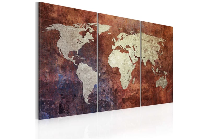 Bilde Rusty Verdenskart Triptyken 120x80 - Artgeist sp. z o. o. - Innredning - Bilder & kunst - Lerretsbilder