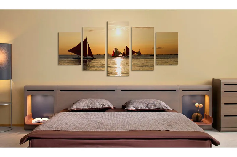 Bilde Sailbloats At Dusk 100x50 - Artgeist sp. z o. o. - Innredning - Bilder & kunst - Lerretsbilder