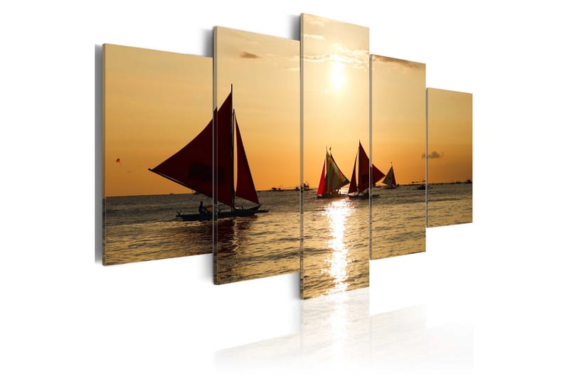 Bilde Sailbloats At Dusk 200x100, Artgeist sp. z o. o.