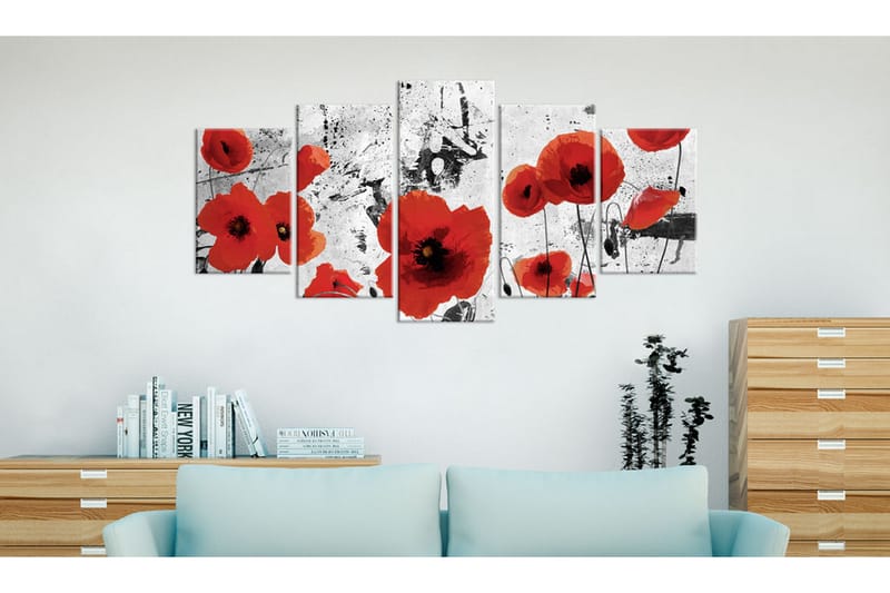 Bilde Scarlet Flowers 200x100 - Artgeist sp. z o. o. - Innredning - Bilder & kunst - Lerretsbilder