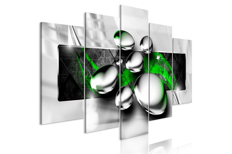 Bilde Shiny Stones 5 Parts Wide Green 200x100 - Artgeist sp. z o. o. - Innredning - Bilder & kunst - Lerretsbilder
