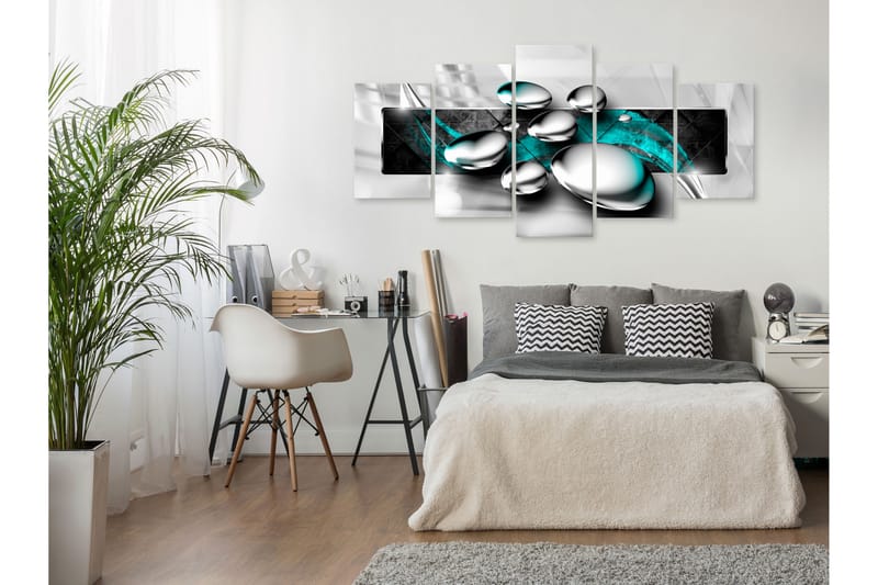 Bilde Shiny Stones 5 Parts Wide Turquoise 200x100 - Artgeist sp. z o. o. - Innredning - Bilder & kunst - Lerretsbilder