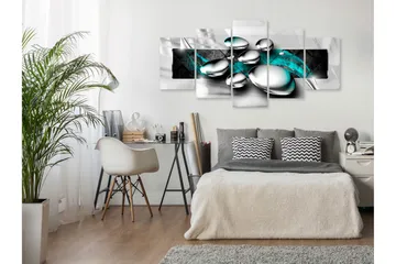 Bilde Shiny Stones 5 Parts Wide Turquoise 200x100 - Artgeist sp. z o. o. - Innredning - Bilder & kunst - Lerretsbilder