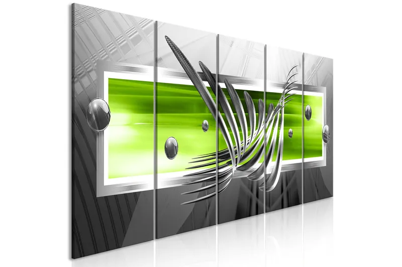Bilde Silver Wings 5 Parts Narrow Green 225x90 - Artgeist sp. z o. o. - Innredning - Bilder & kunst - Lerretsbilder